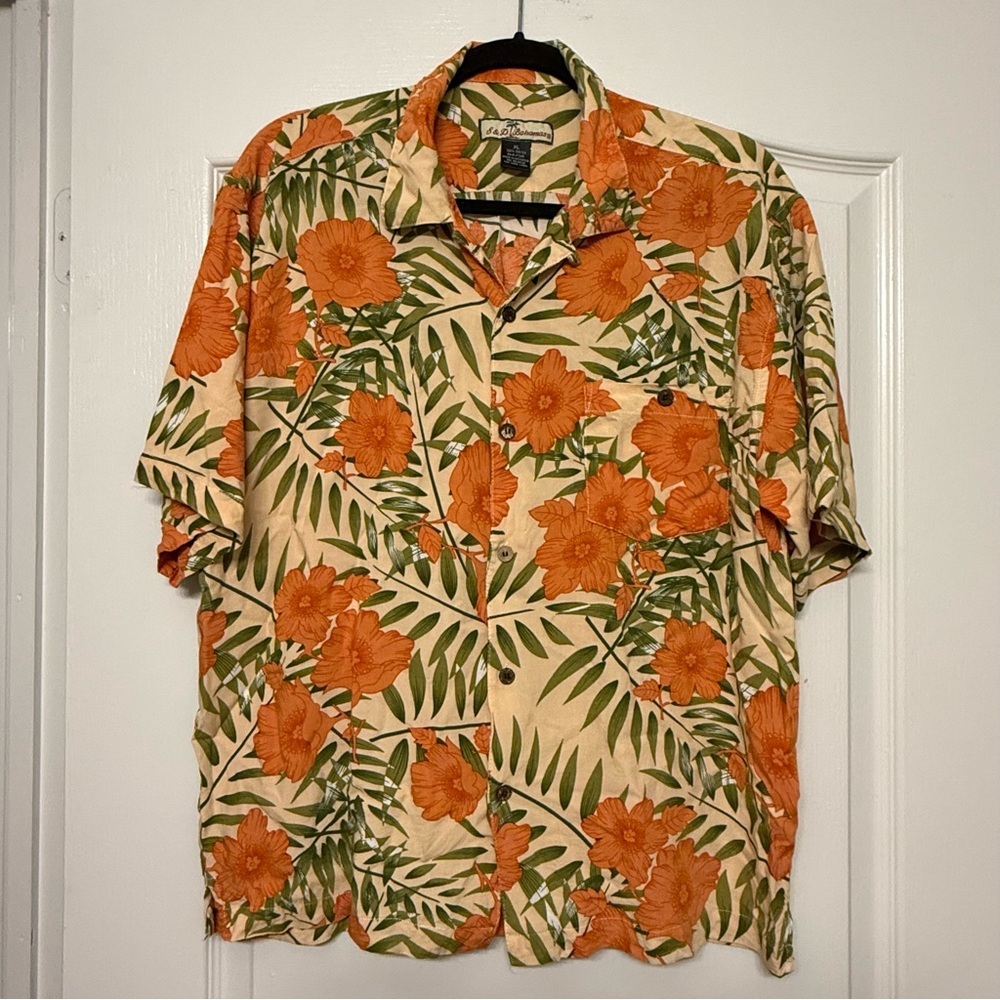 S&D Bahamas Tropical Hawaiian Shirt XL | Retro Floral Rayon Resort Button Up